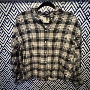 Banana Republic Black and White Checkered Blouse